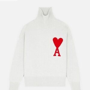 AMI
AMI Paris Ami de Coeur Logo Intarsia Knitted Roll-Neck Jumper